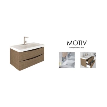 Motiv 900mm Bathroom Wall Mounted Vanity Unit Dark Wood